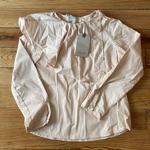 Zara Girls Pink Ruffle Collar Button Down Shirt Top NWT size 10